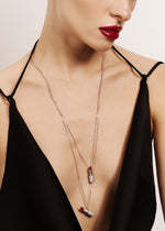 Load image into Gallery viewer, Model wearing lipstick shape pendant on white background