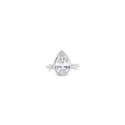 Les Pinky Collection pear cut lab grown diamond ring in bezel setting and platinum by Victoire