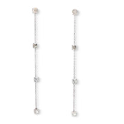 Sequence collection long earrings with four lab grown diamonds on white gold chain by Victoire