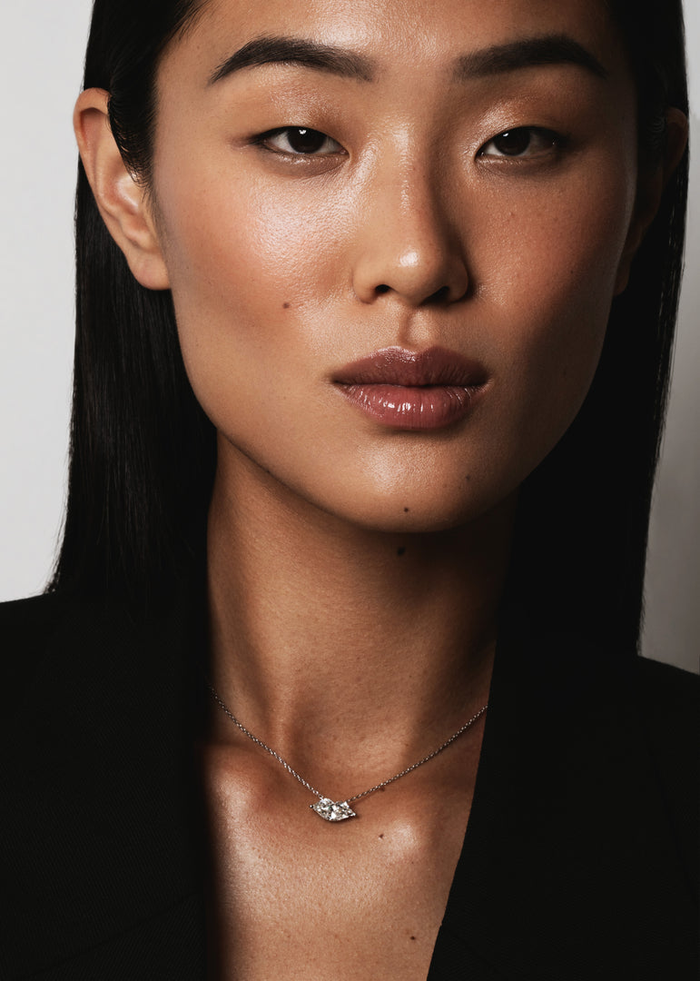 Kiss Shape Lab Grown Diamond Pendant in White Gold