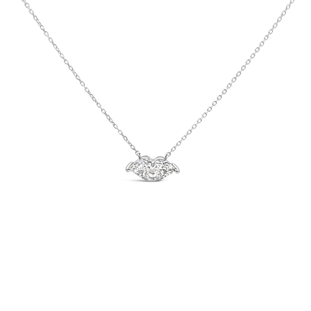 Kiss Shape Lab Grown Diamond Pendant in White Gold