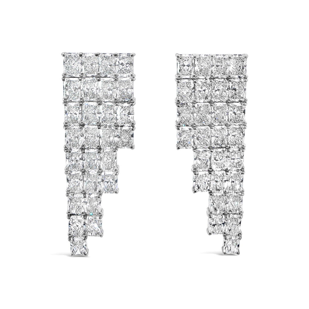 Art Deco Collection rectangle cut lab grown diamond earrings set in platinum by Victoire