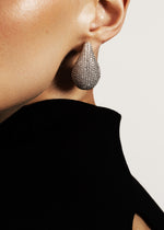 Load image into Gallery viewer, Les Classiques, Bulle earrings worn by a model, close up on the drop water shape earring