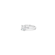 Les Pinky, Juliette ring featuring a cushion cut lab-grown diamond mounted on platinum by Victoire