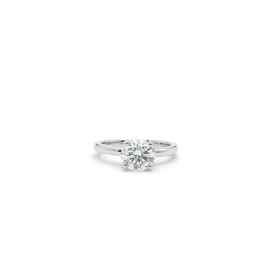 Les Pinky collection lab-grown round shape solitaire diamond on platinum by Victoire
