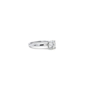 A round shape lab-grown diamond set on platinum by Victoire