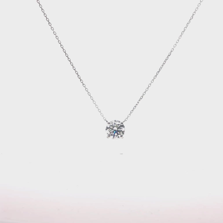 Video of Les Classiques collection lab grown diamond solitaire pendant in white gold by Victoire