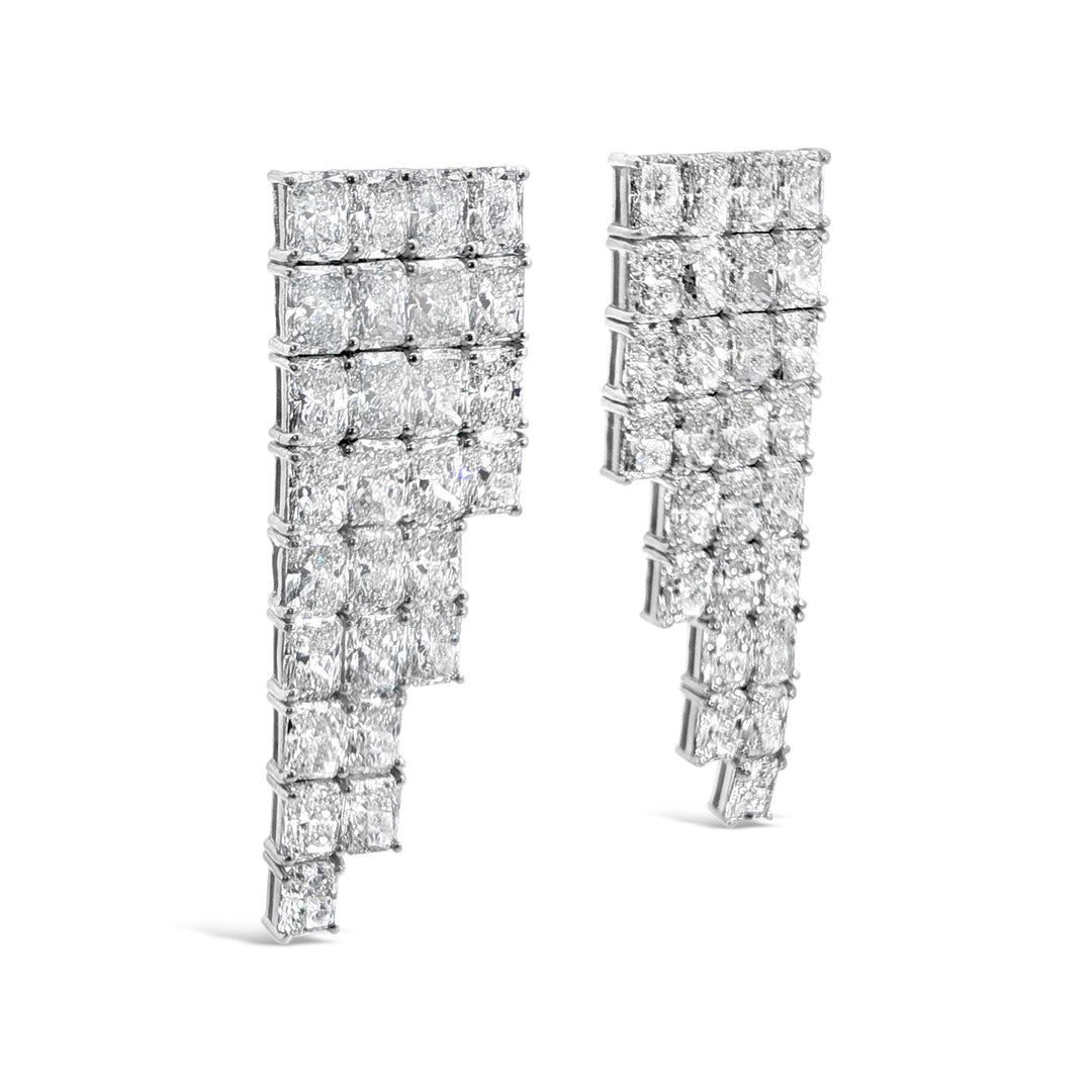Art Deco Collection cushion cut lab grown diamonds earrings in platinum detail by Victoire