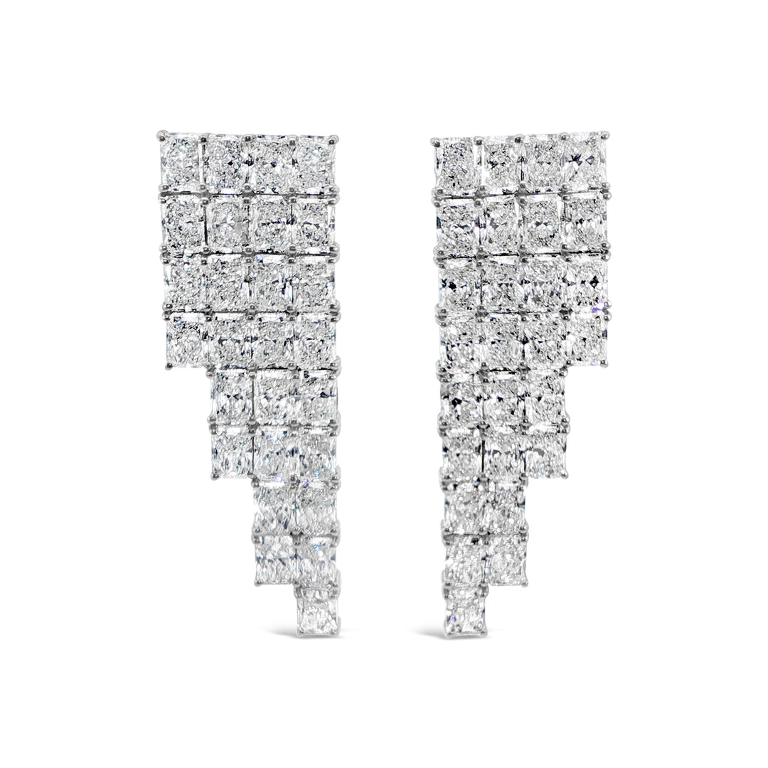 Art Deco Collection rectangle cut lab grown diamond earrings set in platinum by Victoire