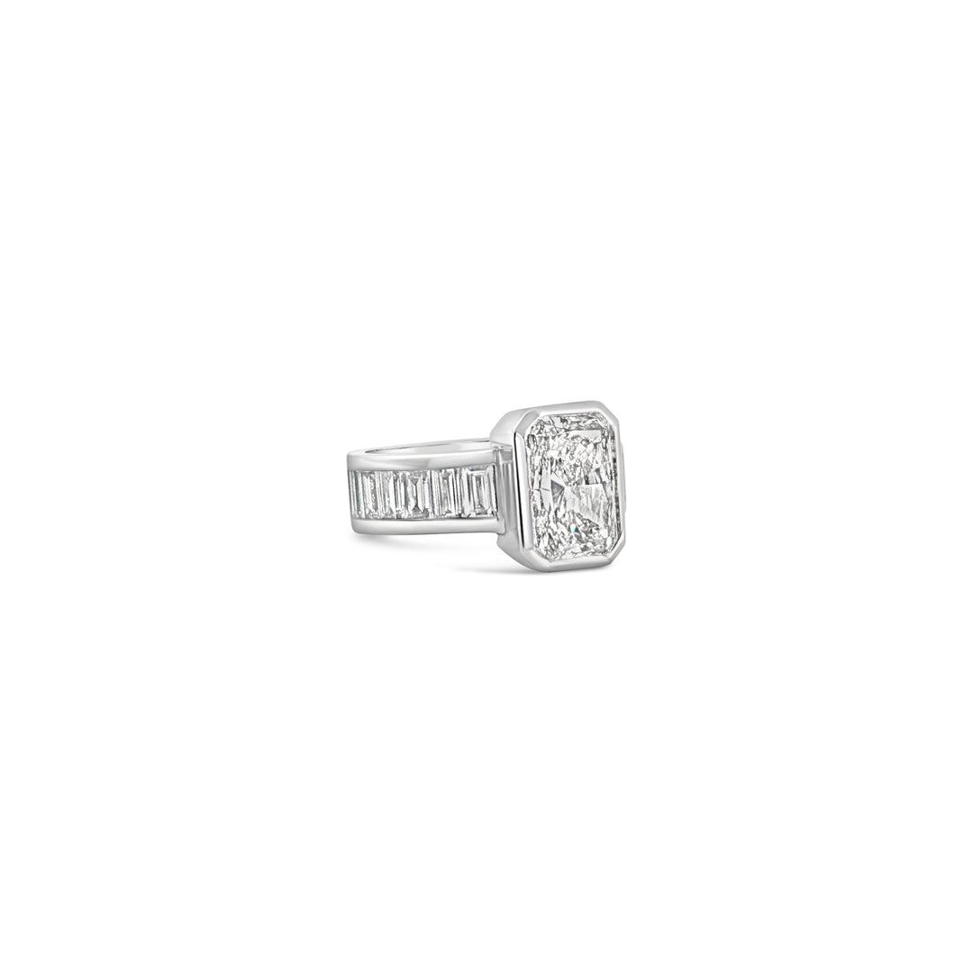 Art Deco Collection ring featuring rectangle radiant and baguettes lab grown diamonds by Victoire