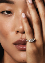 Load image into Gallery viewer, Model wearing Le Kiss Collection lip shape lab grown diamond on platinum by Victoire