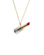 Load image into Gallery viewer, Lipstick-shaped pendant on a gold chain against a white background