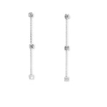 Load image into Gallery viewer, Les Classiques Nina long pendant earrings featuring cushion lab-grown diamonds on white gold chains