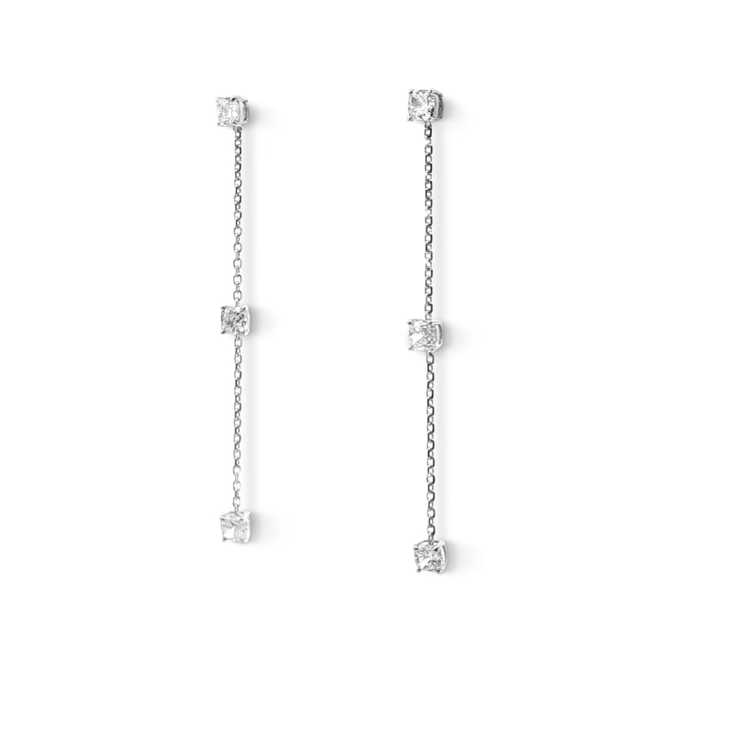 Les Classiques Nina long pendant earrings featuring cushion lab-grown diamonds on white gold chains