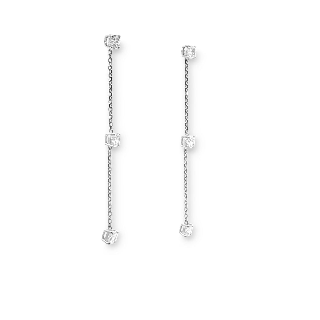Les Classiques Nina long pendant earrings featuring cushion lab-grown diamonds on white gold chains