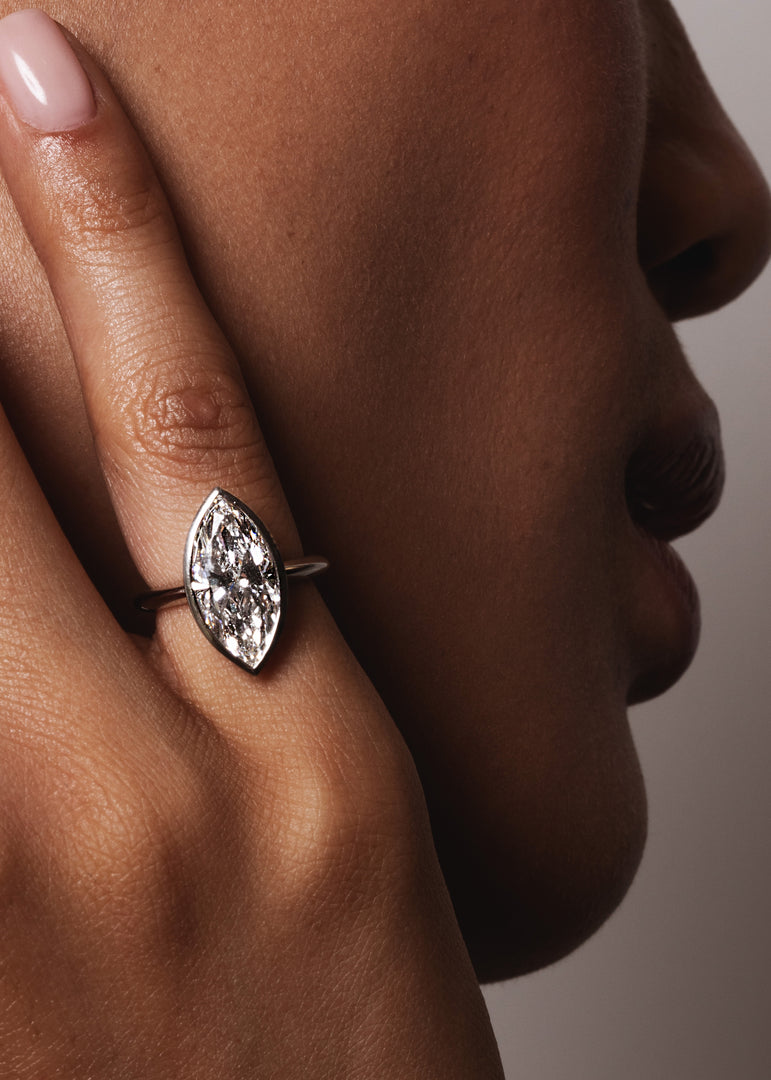 video of Les Pinky collection lab grown diamond marquise cut by Victoire