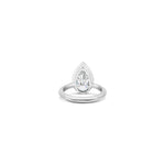 Load image into Gallery viewer, Angle of Les Pinky Collection pear lab grown diamond ring in platinum by Victoire