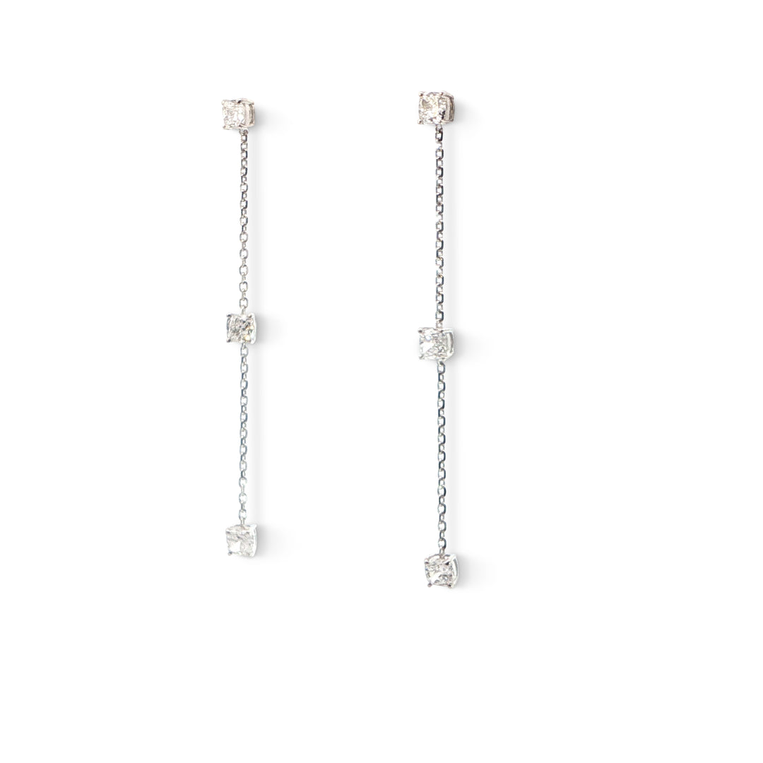 Left side view of Sequence collection long earrings with lab grown diamonds by Victoire