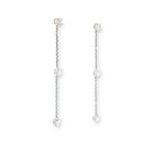 Load image into Gallery viewer, Right side view of Sequence collection long earrings with lab grown diamonds by Victoire