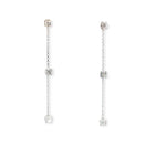 Load image into Gallery viewer, Sequence collection long earrings with three lab grown diamonds on white gold chain by Victoire