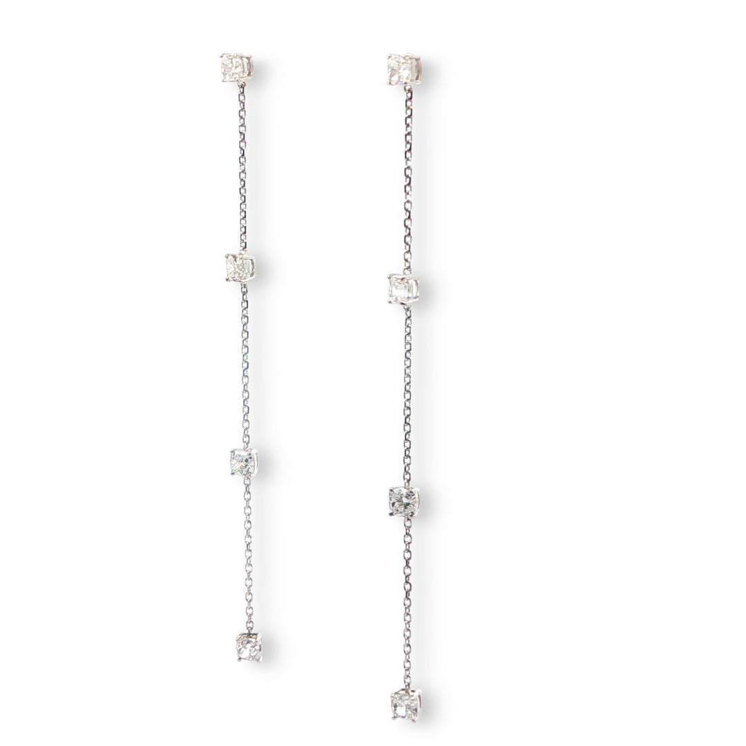 Left side view of Sequence collection long earrings with lab grown diamonds by Victoire