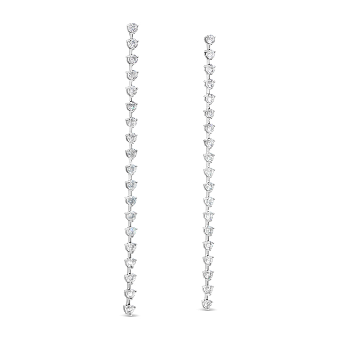 right side of Sequence collection tennis style long earrings with lab grown diamonds on platinum by Victoire