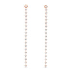 Load image into Gallery viewer, Front side of Sequence collection tennis style long earrings with lab grown diamonds on rose gold by Victoire