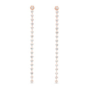 Front side of Sequence collection tennis style long earrings with lab grown diamonds on rose gold by Victoire